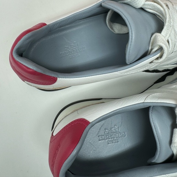 Pre-loved Hermes Calfskin Womens Sneakers Size36.5 color: White Gray Pink - Picture 12 of 16